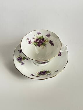 Radfords Tea Cup & Saucer, Purple Violets Teacup and Saucer, English